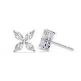 14K White Gold IGI Certified Marquise Diamond Flower Earrings, D-E Color, VVS/VS Clarity