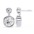14K White Gold IGI Certified Round Diamond Dangling Earrings, D-E Color, VVS/VS Clarity