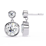 14K White Gold IGI Certified Round Diamond Dangling Earrings, D-E Color, VVS/VS Clarity