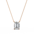 14K Gold Lab Grown Emerald Cut Diamond Solitaire Necklace Pendant, D-E Color, VVS-VS Clarity