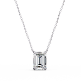 14K White Gold IGI Certified Emerald Cut Diamond Solitaire Pendant – D-E Color, VVS–VS Clarity, Rabbit Ear Bail