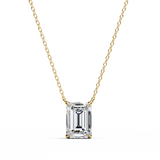 14K White Gold IGI Certified Emerald Cut Diamond Solitaire Pendant – D-E Color, VVS–VS Clarity, Rabbit Ear Bail