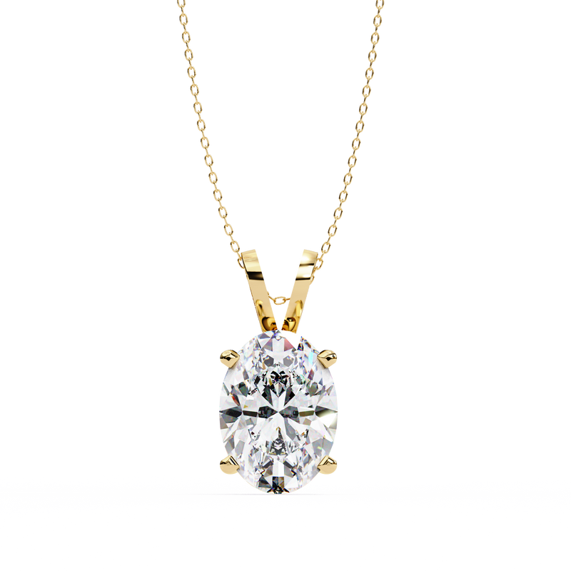 14K White Gold IGI Certified Oval Diamond Solitaire Pendant – D-E Color, VVS–VS Clarity, Split Bail