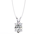 14K White Gold IGI Certified Oval Diamond Solitaire Pendant – D-E Color, VVS–VS Clarity, Split Bail