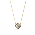 14K White Gold IGI Certified Princess Cut Diamond Solitaire Pendant – D-E Color, VVS–VS Clarity, Rabbit Ear Bail