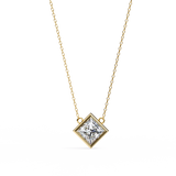 14K White Gold IGI Certified Princess Cut Diamond Solitaire Pendant – D-E Color, VVS–VS Clarity, Rabbit Ear Bail