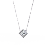 14K White Gold IGI Certified Princess Cut Diamond Solitaire Pendant – D-E Color, VVS–VS Clarity, Rabbit Ear Bail