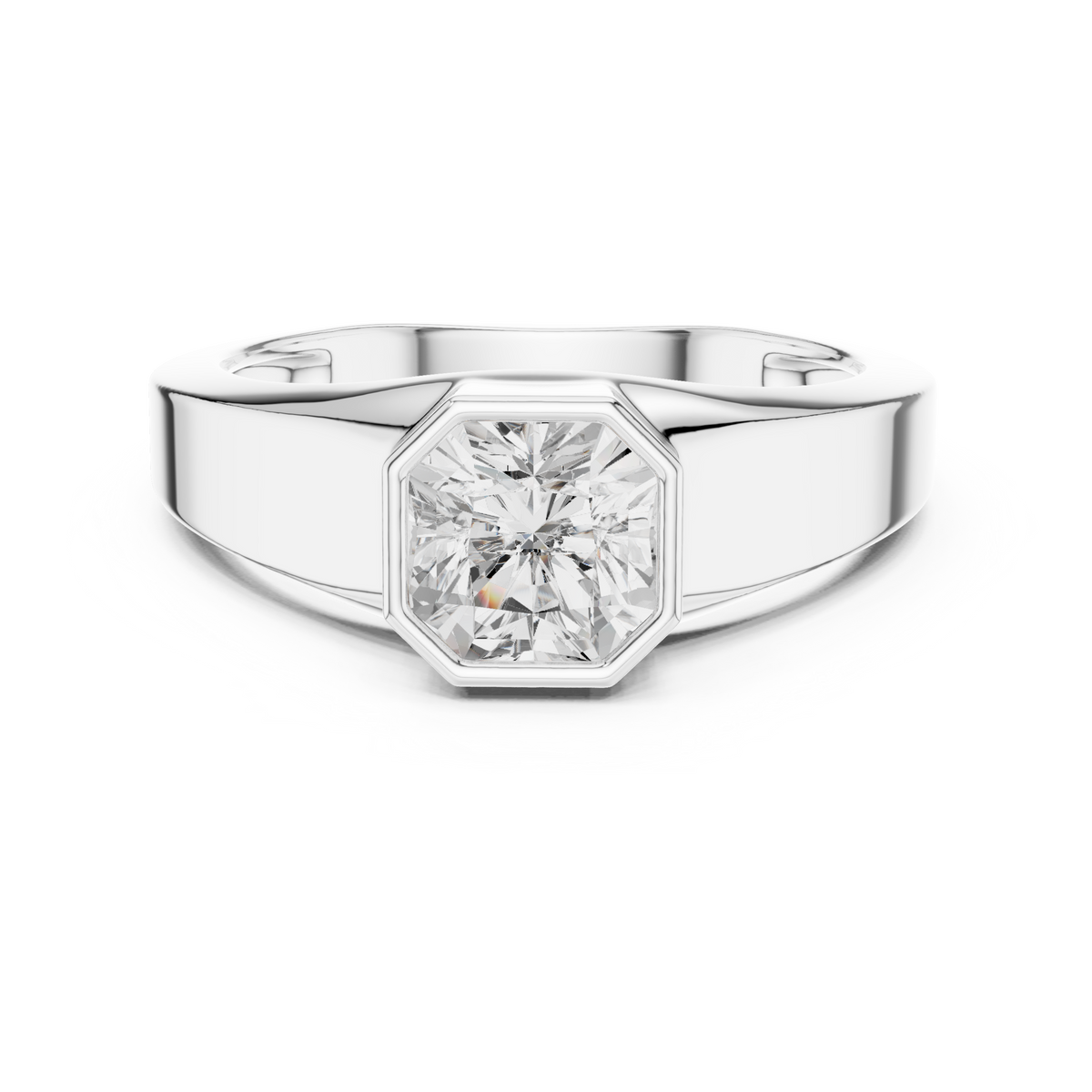 14K Lab Grown Square Radiant Cut Diamond Men's Ring, E-F Color, VVS-VS Clarity
