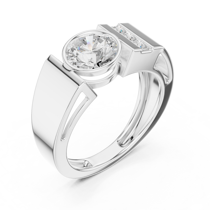 Mens Ring SBMR(43)@7 - White Gold - Image