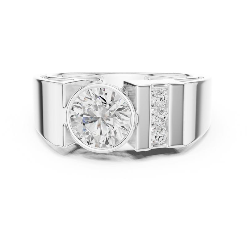Mens Ring SBMR(43)@7 - White Gold - Image