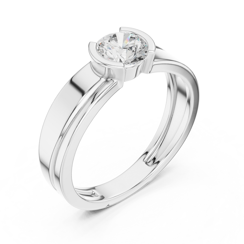 Mens Ring SBMR(44)@7 - White Gold - Image