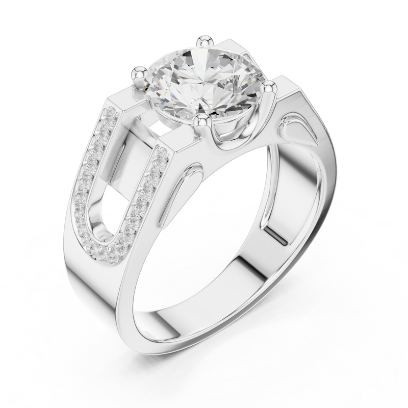 Mens Ring SBMR(45)@7 - White Gold - Image