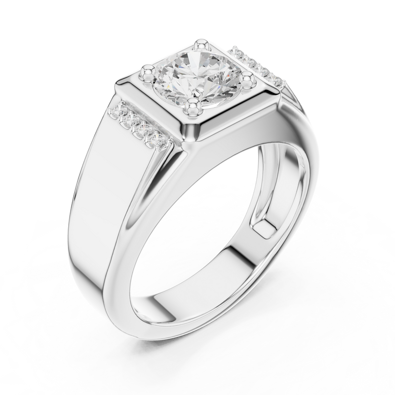 Mens Ring SBMR(47)@7 - White Gold - Image