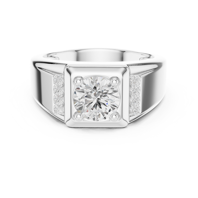 Mens Ring SBMR(47)@7 - White Gold - Image