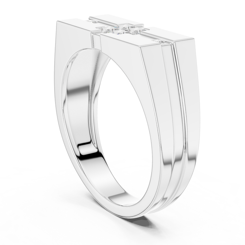 Mens Ring SBMR(48)@7 - White Gold - Image
