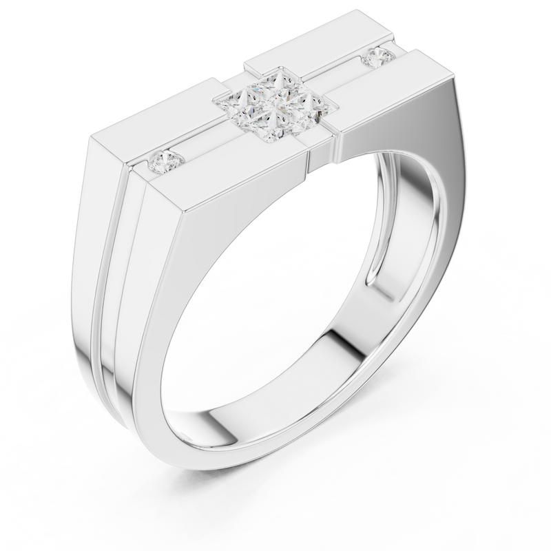 Mens Ring SBMR(48)@7 - White Gold - Image