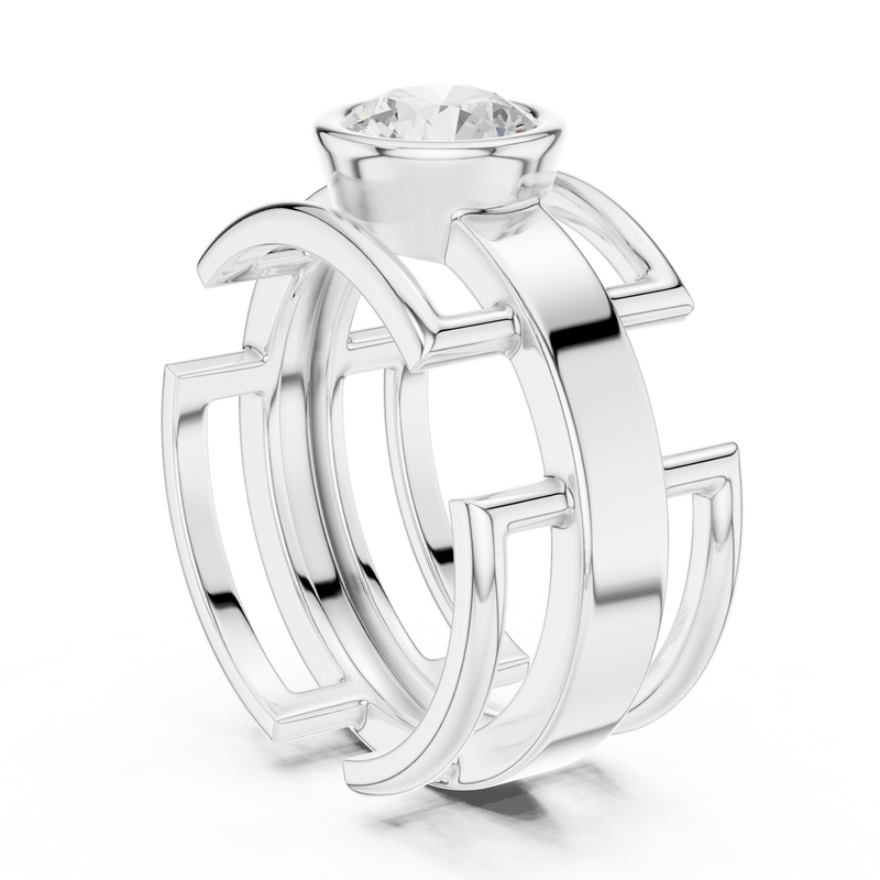 Mens Ring SBMR(6)@7 - White Gold - Image