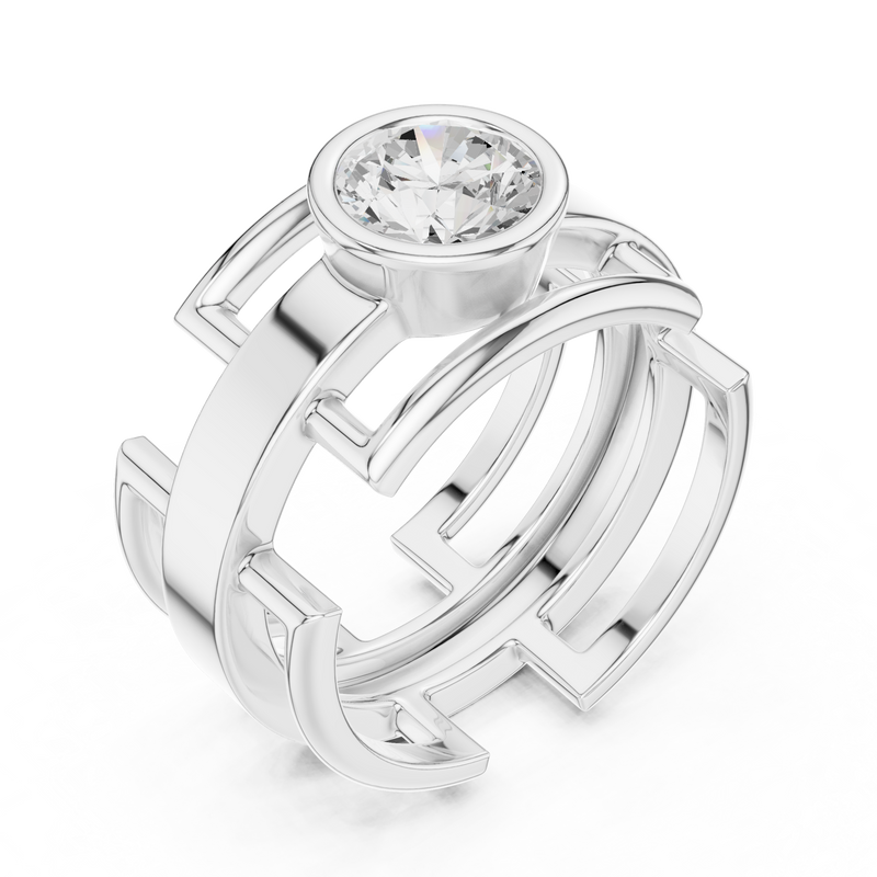 Mens Ring SBMR(6)@7 - White Gold - Image