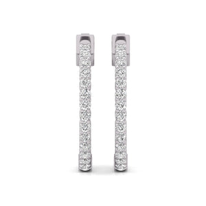 1CTTW In and Out Diamond Hoops, Huggie Hoop Round Earrings Available in 14K White and Yellow Gold for Women