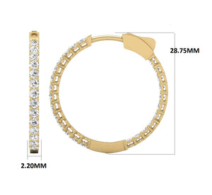 2CTTW In and Out Diamond Hoops, Huggie Hoop Round Earrings Available in 14K White and Yellow Gold for Women