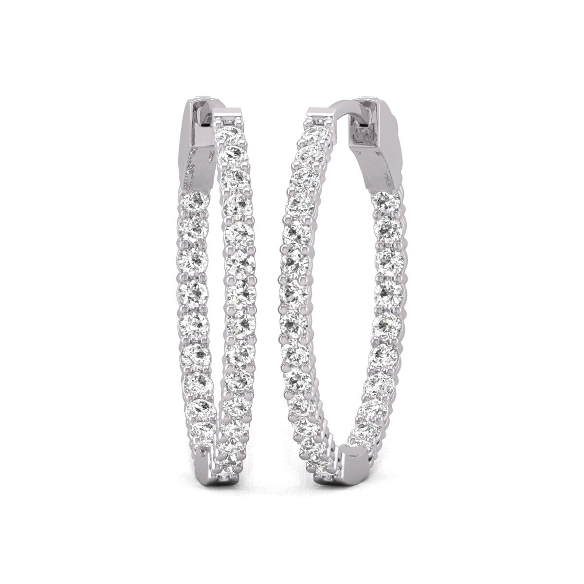 3CTTW In and Out Diamond Hoops, Huggie Hoop Round Earrings Available in 14K White and Yellow Gold for Women
