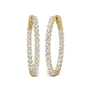 5CTTW In and Out Diamond Hoops, Huggie Hoop Round Earrings Available in 14K White and Yellow Gold for Women