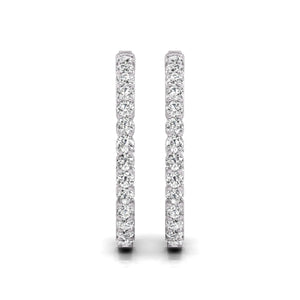 7CTTW In and Out Diamond Hoops, Huggie Hoop Round Earrings Available in 14K White and Yellow Gold for Women