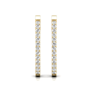 1CTTW Oval Shape In and Out Diamond Hoops,Huggie Hoop Earrings Available in 14K White and Yellow Gold for Women