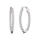 3CTTW Oval Shape In and Out Diamond Hoops, Huggie Hoop Earrings Available in 14K White and Yellow Gold for Women