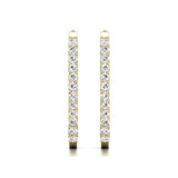 3CTTW Oval Shape In and Out Diamond Hoops, Huggie Hoop Earrings Available in 14K White and Yellow Gold for Women