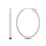 5CTTW Oval Shape In and Out Diamond Hoops, Huggie Hoop Earrings Available in 14K White and Yellow Gold for Women