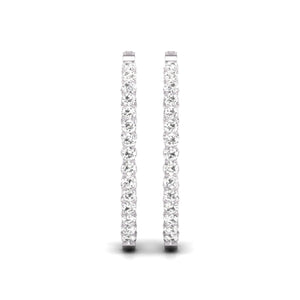 5CTTW Oval Shape In and Out Diamond Hoops, Huggie Hoop Earrings Available in 14K White and Yellow Gold for Women