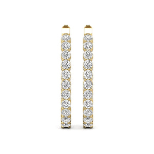 7CTTW Oval Shape In and Out Diamond Hoops, Huggie Hoop Earrings Available in 14K White and Yellow Gold for Women