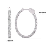 7CTTW Oval Shape In and Out Diamond Hoops, Huggie Hoop Earrings Available in 14K White and Yellow Gold for Women