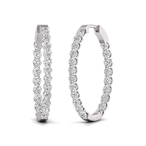 10CTTW Oval Shape In and Out Diamond Hoops, Huggie Hoop Earrings Available in 14K White and Yellow Gold for Women