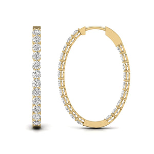 10CTTW Oval Shape In and Out Diamond Hoops, Huggie Hoop Earrings Available in 14K White and Yellow Gold for Women