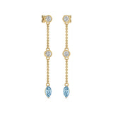 Round Diamond and Marquise Shape Gemstone Earring in 14k White & Yellow Gold