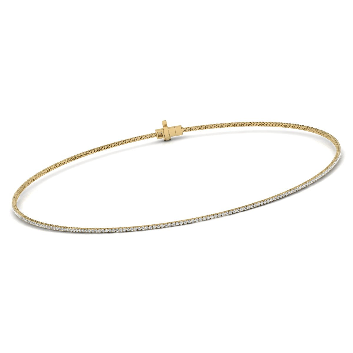 3CT TW Lab Grown Diamond Tennis Necklace In 14K White And Yellow Gold