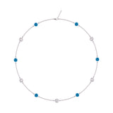 1CT TW Round Diamond and Blue Topaz Gemstone Necklace in 14k White & Yellow Gold