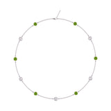 1CT TW Round Diamond and Peridot Gemstone Necklace in 14k White & Yellow Gold
