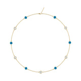 1CT TW Round Diamond and Blue Topaz Gemstone Necklace in 14k White & Yellow Gold