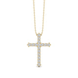 1/2CT TW Natural Diamond Cross Pendant Necklace Available in 10K White and Yellow Gold