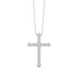 3/4CT TW Natural Diamond Cross Pendant Necklace Available in 10K White and Yellow Gold