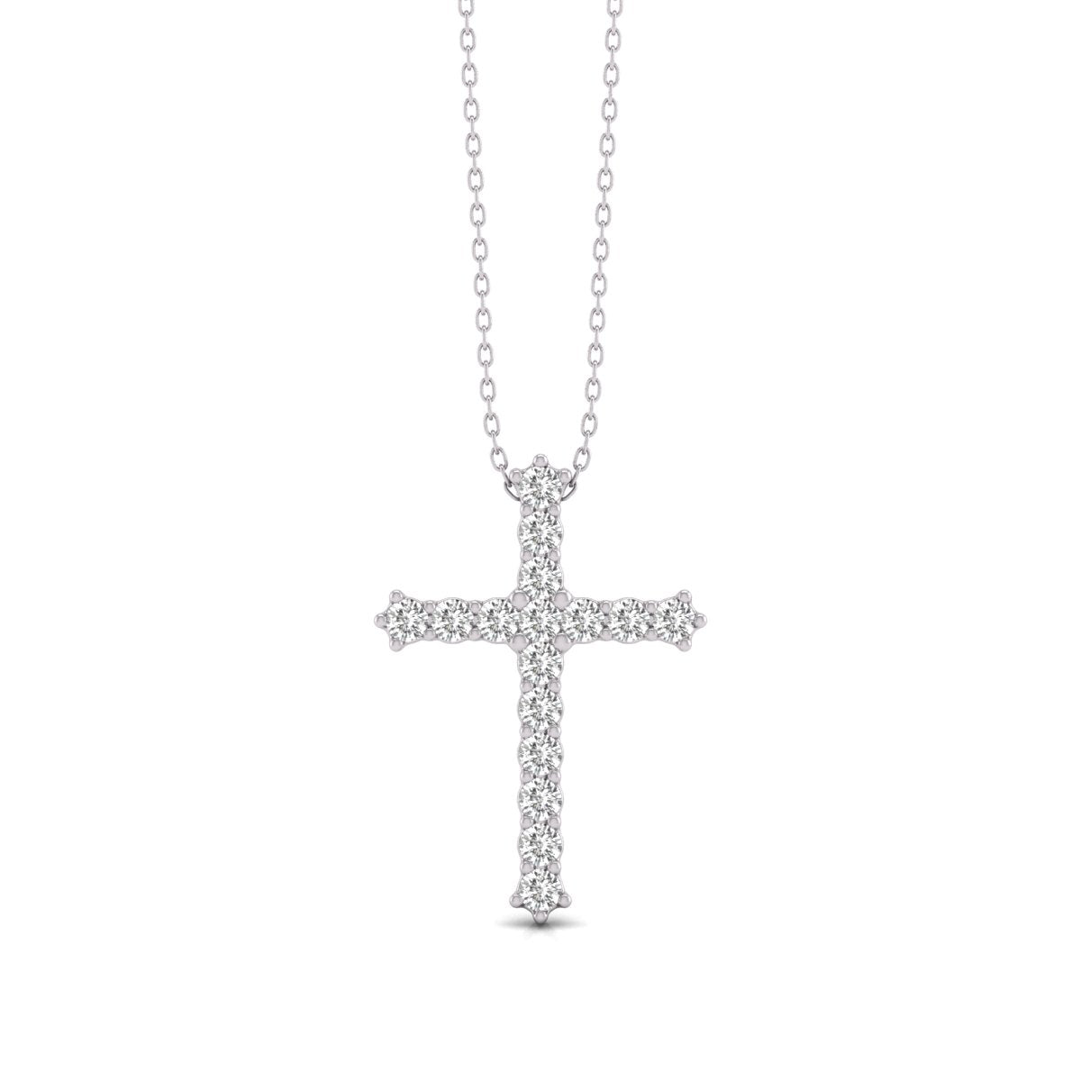 Natural Diamond Cross Pendant Necklace Available in 10K White and Yellow Gold