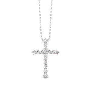 1/4CT TW Natural Diamond Cross Pendant Necklace Available in 10K White and Yellow Gold