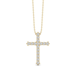 1/4CT TW Natural Diamond Cross Pendant Necklace Available in 10K White and Yellow Gold
