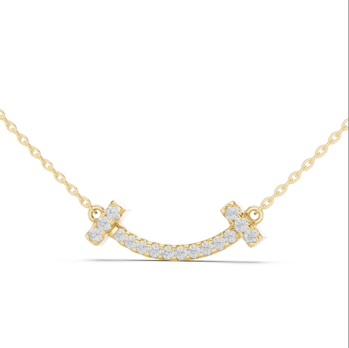 14K Lab Grown Diamond Smile Shape Necklace Pendant, E-F Color, VVS-VS Clarity