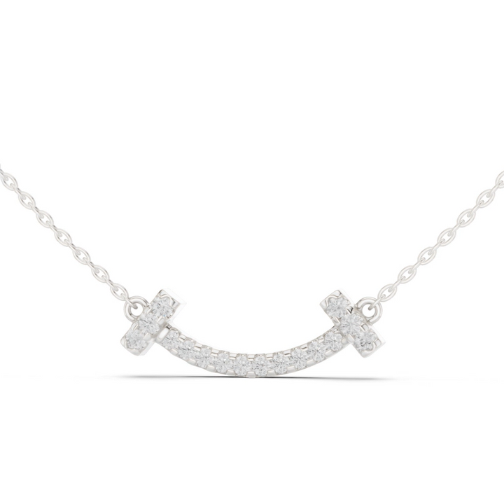 14K Lab Grown Diamond Smile Shape Necklace Pendant, E-F Color, VVS-VS Clarity