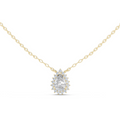 14K Lab Grown Pear Halo Necklace Pendant, E-F Color, VVS-VS Clarity