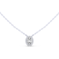 14K Lab Grown Oval Halo Necklace Pendant, E-F Color, VVS-VS Clarity